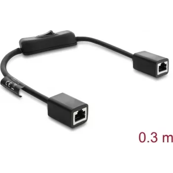 DELOCK RJ45-kaabel Cat.6 F/UTP 0,3 m võrgulülitiga, sinisest sinisesse