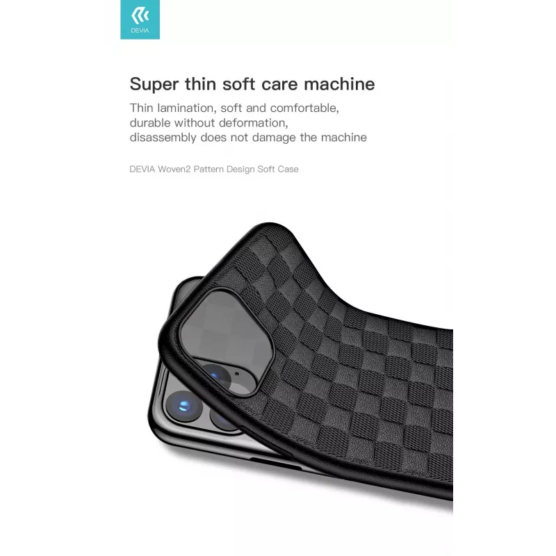 Pehme kaitseümbris Devia Woven2 iPhone 11 Pro Max'ile, kootud tekstuur, must