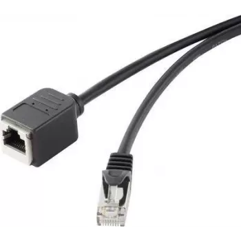 Etherneti pikenduskaabel Renkforce 1464707 RJ45 Cat 5e 1 m Must