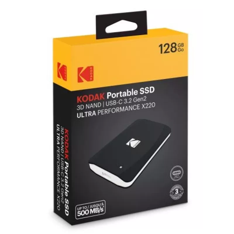 Kodak 128GB kaasaskantav 2,5-tolline SSD 3.2 Gen 2 X220