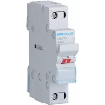 Hager SBN116. Nimivool: 16 A. Laius: 17,5 mm, Sügavus: 68 mm, Kõrgus: 83 mm. Mähise pinge (max): 440 V (SBN116)