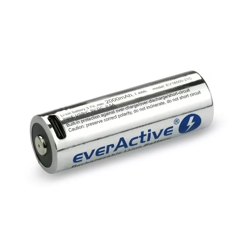 Aku 18500 3,7V Li-ion 2100MAH koos USB-C-ga