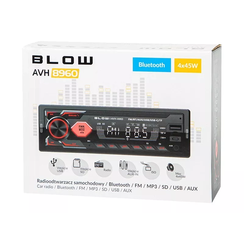 Autoradio BLOW AVH-8960 1DIN RDS-i, Bluetoothi ja USB-C-ga