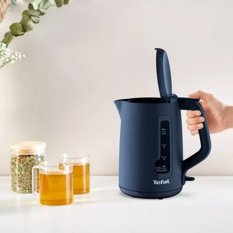 Elektriline veekeetja Tefal KO2M0410 — 1,7 L, 2400 W, sinine, veetaseme indikaator, katlakivivastane filter