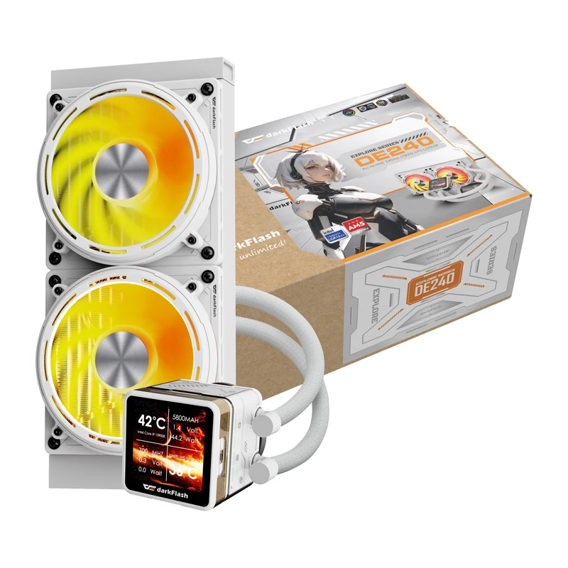 CPU-vesijahutus Darkflash DE240 (valge) — 240 mm radiaator, suletud AIO