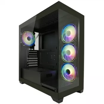 LC-Power korpus MidiTower 715B must USB3.2/Audio ilma toiteplokita SEAMLESS_X (LC-715B-ON)