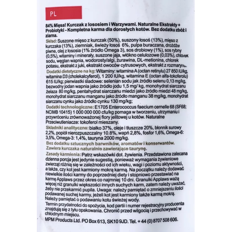 Applaws kuiv kassitoit, kana ja lõhe, 7,5 kg