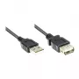 USB 2.0 pikenduskaabel A-pistik A-pesasse, must, 15 cm, Good Connections® (2511-OF01S)