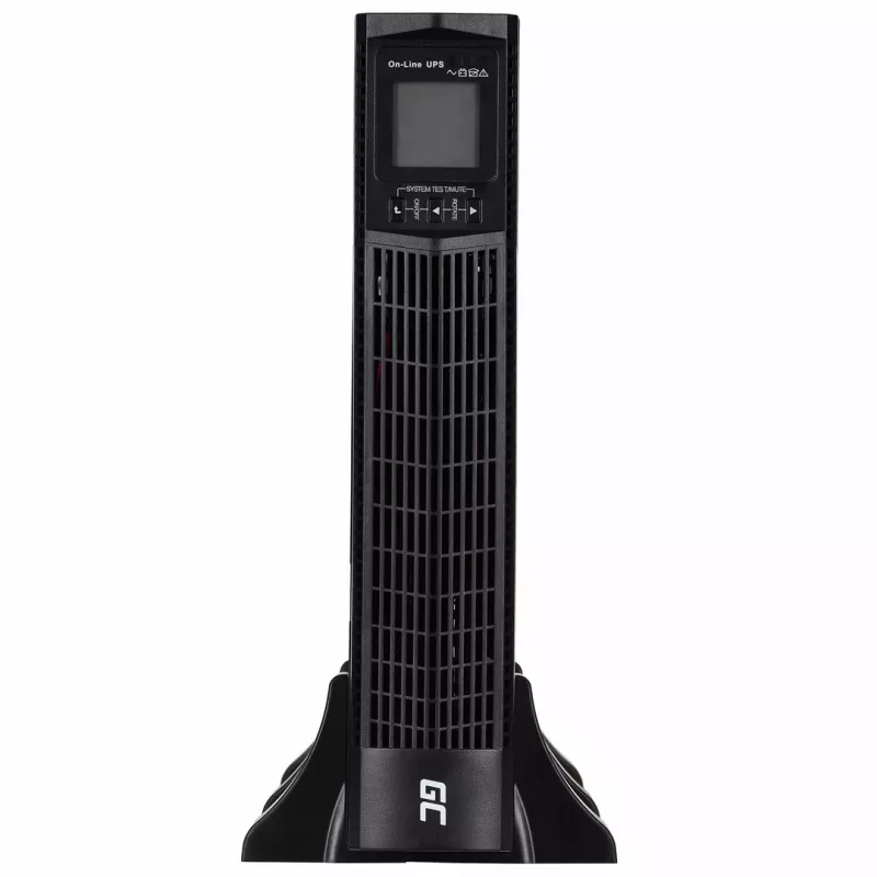 Katkematu toiteplokk roheline Cell UPS15 — online topeltkonversioon 3 kVA (2700 W), 6 vahelduvvoolupistikut, puhas siinus, LCD, torn, 6×12V/9Ah akud