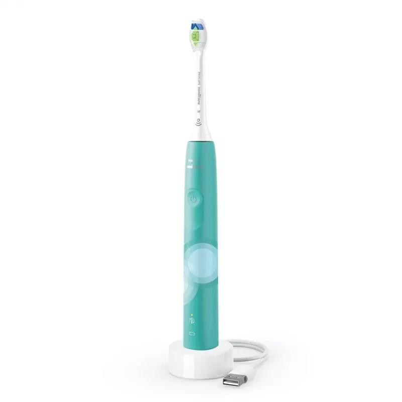 Sonic elektriline hambahari Philips 4100 Series HX3689/43 — sisseehitatud Li-Ion aku, 1 käepide, 1 harjapea, Igapäevane hooldusrežiim, türkiis