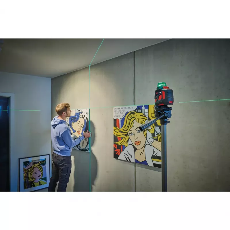 EINHELL TE-LL 360 G ristjoone laser roheliste ja punaste laserjoontega, must — mudel 2270119