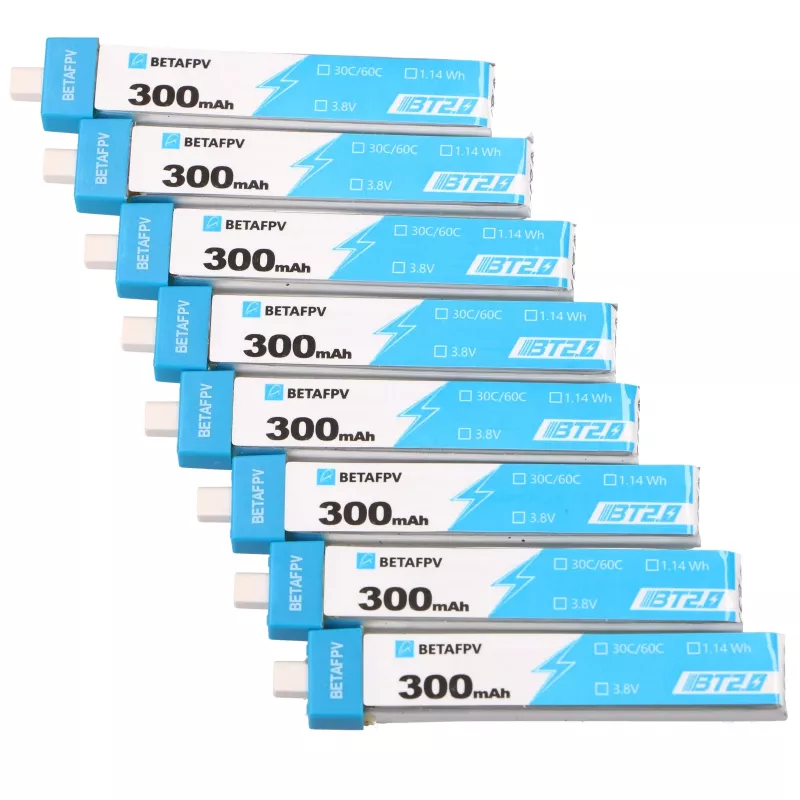BetaFPV BT2.0 1S droonipatarei komplekt 300mAh 8-pakk, 3,8V