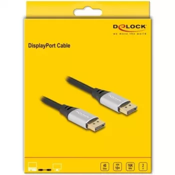 DeLOCK DisplayPort-kaabel 16K 60 Hz 2 m hõbedane metallist