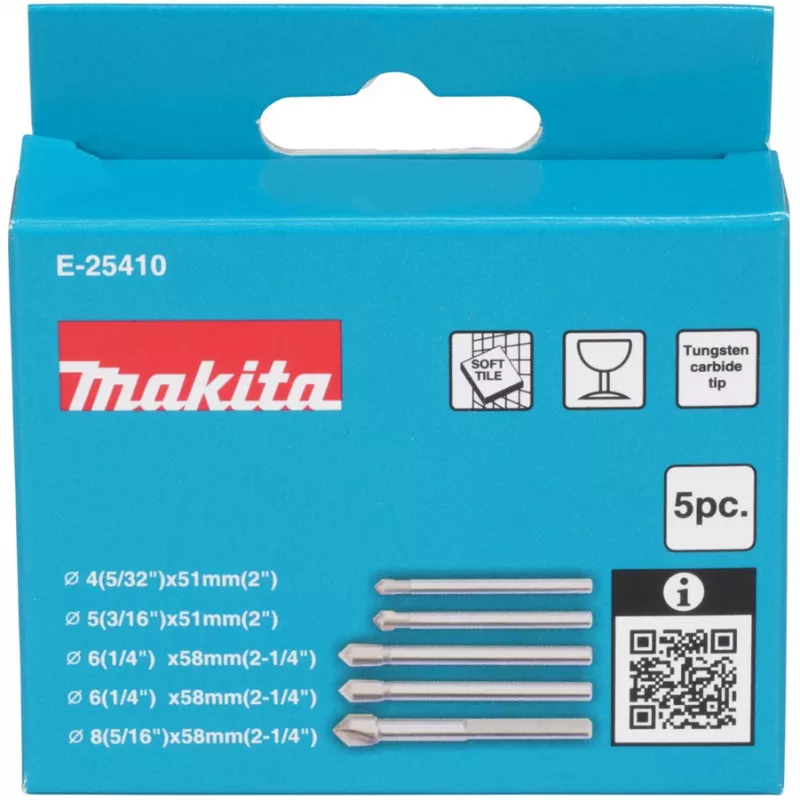 Puurikomplekt Makita E-25410 klaasile ja plaadile, 5 tk