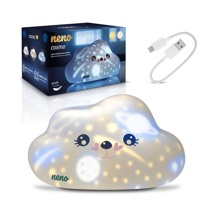 Voodiäärne LED öölamp neno COSMO — silikoonist kaasaskantav, laetav, 3 heledustaset, valge, akutoitel