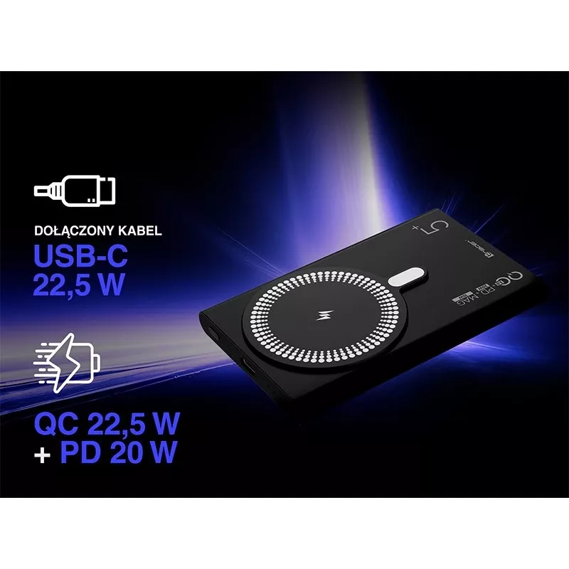 Kaasaskantav laadija TRACER AirMag2 — 5000 mAh, MagSafe-ühilduv, USB-C PD 20 W, juhtmevaba laadimine, 115 g, 1 port