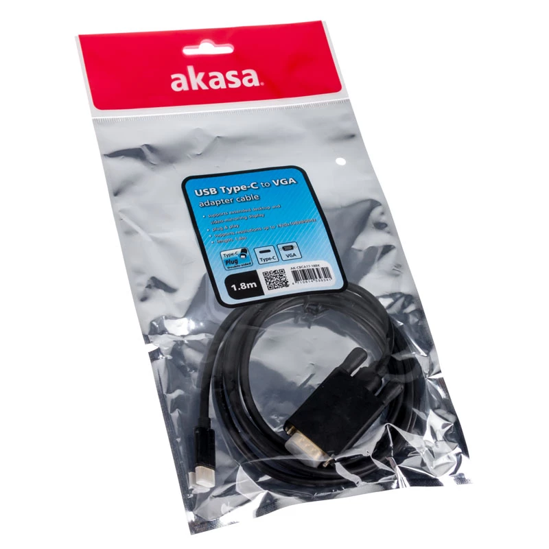 Kaablisuguvaheti USB USB-C VGA Akasa AK-CBCA17-18BK