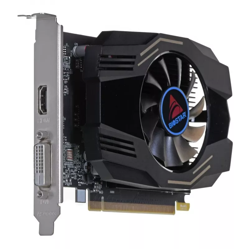 Graafikakaart BIOSTAR GeForce GT 1030 — 4 GB GDDR4, 64-bit, PCIe x16 4.0, aktiivne jahutus, DVI-D + HDMI