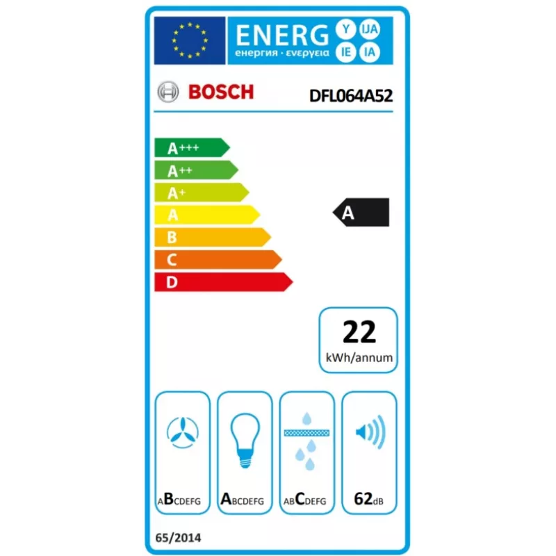 Bosch Serie 4 DFL064A52 õhupuhasti Poolsisseehitatav (väljatõmmatav) Roostevaba teras 271 m³/h