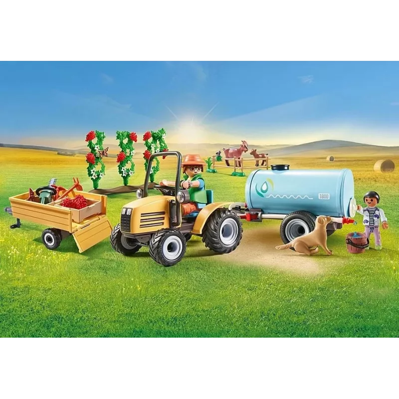 Playmobil 71442 Country: Traktor koos haagise ja veepaagiga Värske saak talus Keskkonna õppimine Lõbus kujutlusvõimeline rollimäng
