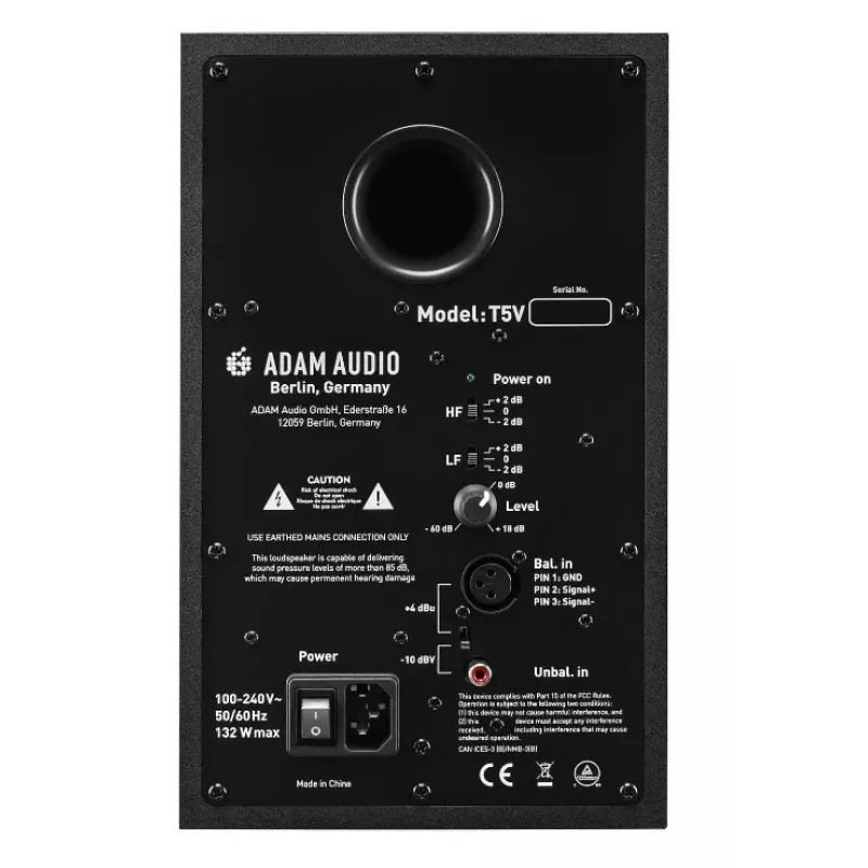 Stuudiomonitorid ADAM AUDIO T5V, 5-tolline bassikõlar, 1,9-tolline kõrgsageduskõlar, 45–25 000 Hz, 106 dB, must