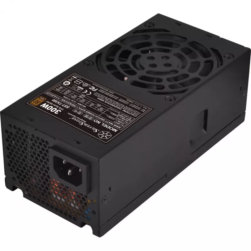 SilverStone TFX seeria SST-TX300 - toiteplokk (sisemine) - TFX12V / ATX12V 2,4 - 80 PLUS Bronze - AC 100-240 V - 300 Watt - aktiivne PFC - must (SST-TX300)