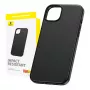 Telefoniümbris Baseus iPhone 15 Pro Max Fauxther Series Must — kaitsev kõva kest, kunstnahast viimistlus