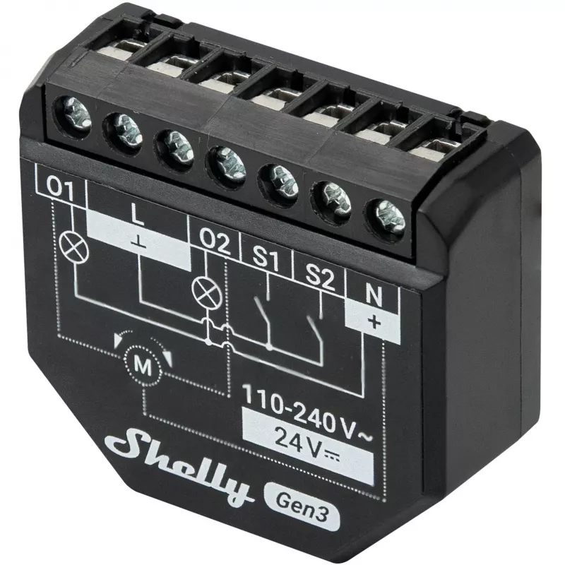 Shelly 2PM Gen3 nutikas lüliti 2P must