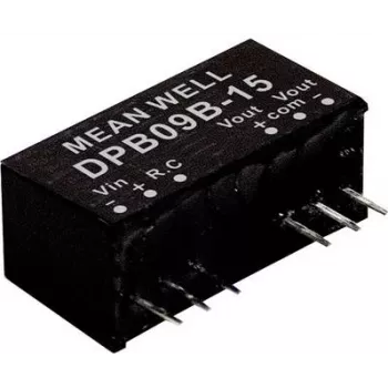 Toiteadapter/inverter mean well DPB09B-15 — 9 W väljund, 15 V väljundpinge, 18–36 V sisend