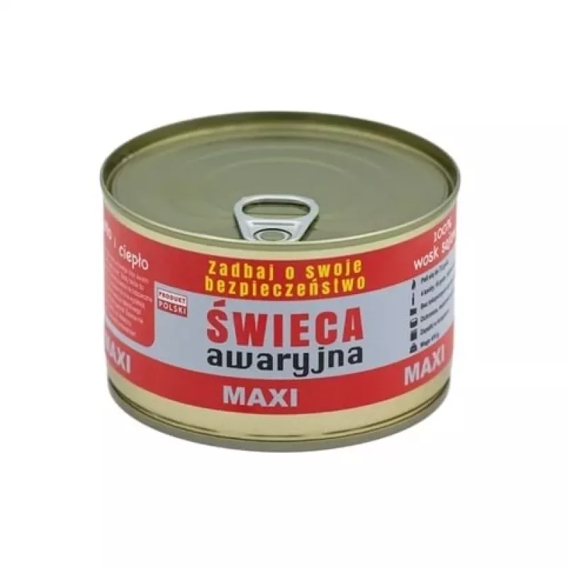 Avariiküünal FULER HASKE Pro MAXI 410 g — naturaalne sojavaha, 72 h põlemisaeg, 99 mm × 65 mm, teraspurk