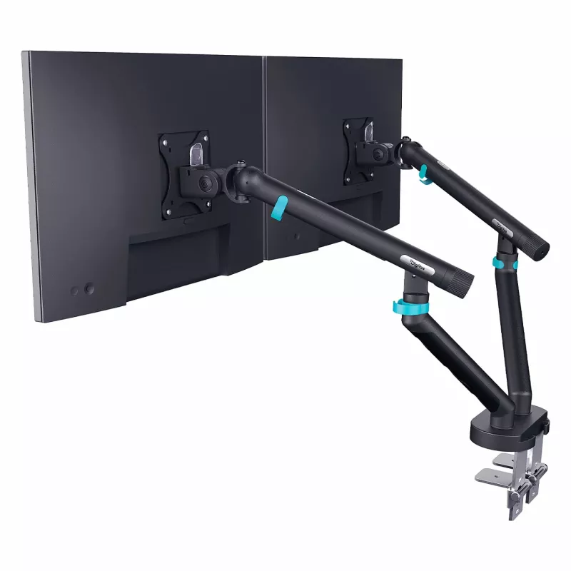 Monitorikinnitus DIGITUS Dual disainiga kahele kuni 35-tollisele ekraanile, klambriga, 2×10 kg, VESA 75×75–100×100, kallutus -45–90°