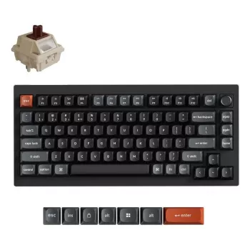 Mehaaniline klaviatuur Keychron V1 Ultra 8K — 75% QWERTY, Bluetooth, juhtmega, RGB, must