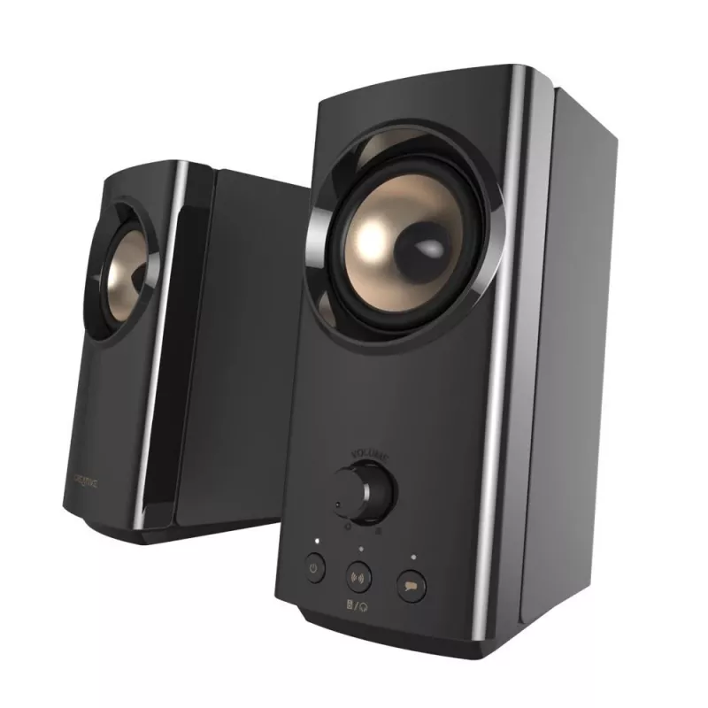 CREATIVE T60 2.0 kompaktsed Hi-Fi lauakõlarid selge dialoogi ja ruumilise heliga, Sound Blaster SmartComms Kit, USB-C heli- ja mikrofoniport ning kõrvaklappide port B