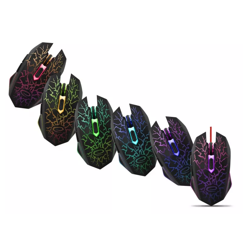 Esperanza MX211 LIGHTNING - Hiir - USB - Hiiri - Optiline - 6 nuppu - Must