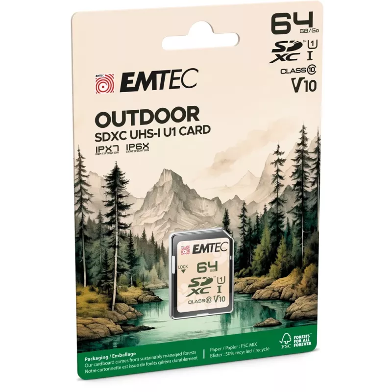 Flash Memory Emtec 64GB UHS-I SDHC V30/V10 Outdoor