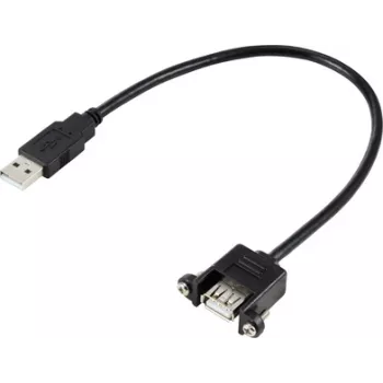 Renkforce USB-kaabel USB 2.0 USB-A pistik, USB-A pesa 0,25 m Must paigalduseks, kruvilukuga RF-5720402 (RF-5720402)