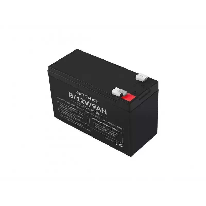 UPS-aku ARMAC B/12V/9AH — Suletud pliiaku 12V 9Ah, 1,8A laadimisvool, 122A max tühjendusvool, ABS korpus, 65×151×94 mm