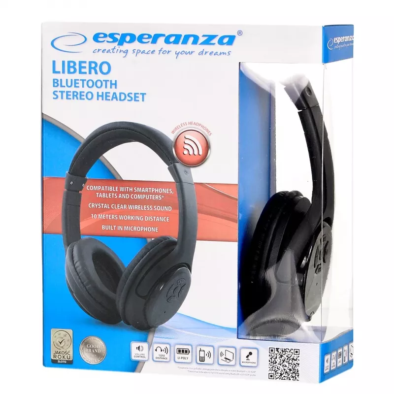 Esperanza Libero EH163K Kõrvaklapid Juhtmeta peapael Muusika Mini-USB Bluetooth Must