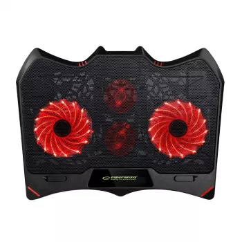 Sülearvuti jahutusalus ESPERANZA EGC102 — 4 ventilaatorit, USB-toitega, 2 kõrgusasendit, must, 415×305×27 mm