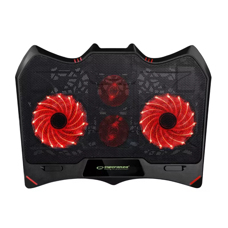 Sülearvuti jahutusalus ESPERANZA EGC102 — 4 ventilaatorit, USB-toitega, 2 kõrgusasendit, must, 415×305×27 mm