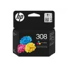 HP 308 kolmevärviline originaal tindikassett, standardne saagis, tsüaan, magenta, kollane, värvipõhine tint, 1 tk, 120 lehekülge, komplektpakend