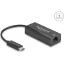 Võrguadapter DELOCK 64306 USB USB-C Ethernetile 100 Mbit/s, juhtmega, must
