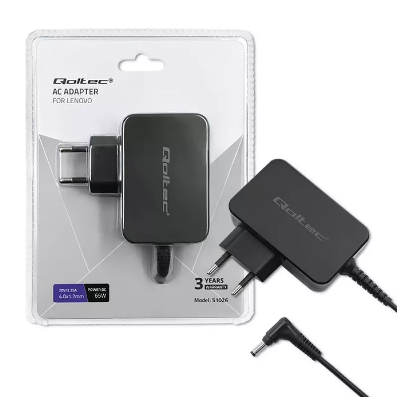 Qoltec 51026 toiteadapter/inverter Sise-/välikasutuseks 65 W Must