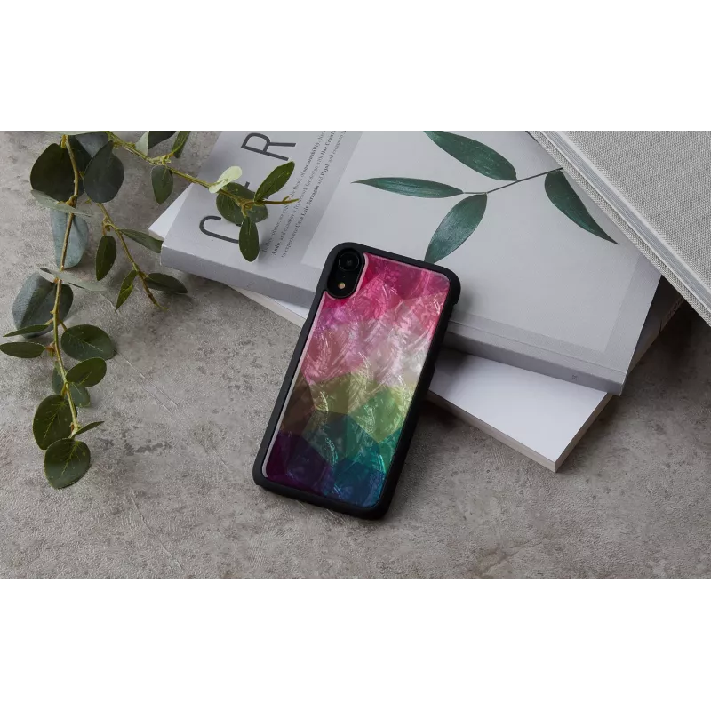 Nutitelefoni ümbris iKins iPhone XR-ile — vee-lillemustriga, must