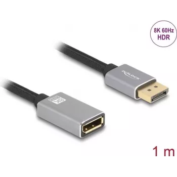 DeLOCK DisplayPorti pikenduskaabel 8K 60 Hz 1 m hall metall ilma riivita