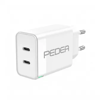 Charger PEDEA Schnellladegerät Dual PD 40W USB USB-C/C Valge - kahe PD väljundiga, 40 W kokku, USB-C kuni USB-C