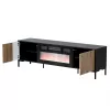 TV-kapp cama meble MERCI kaminaga, 180 x 40 x 53,5 cm, must pealispind, tamme artisani raam
