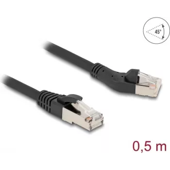 DeLOCK võrgukaabel RJ45 Cat.8.1 pistik 45° vasak 0,5 m must