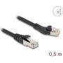 DeLOCK võrgukaabel RJ45 Cat.8.1 pistik 45° vasak 0,5 m must