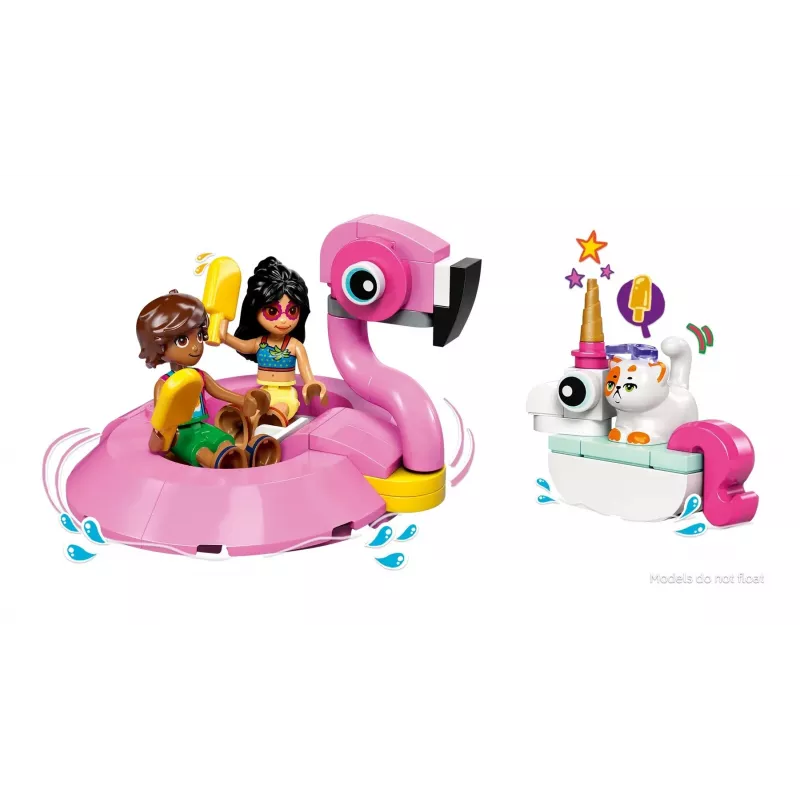 Ehitusmänguasi LEGO Friends komplekt 42658 basseinipidu ükssarviku ja flamingoga, tegelased ja tarvikud